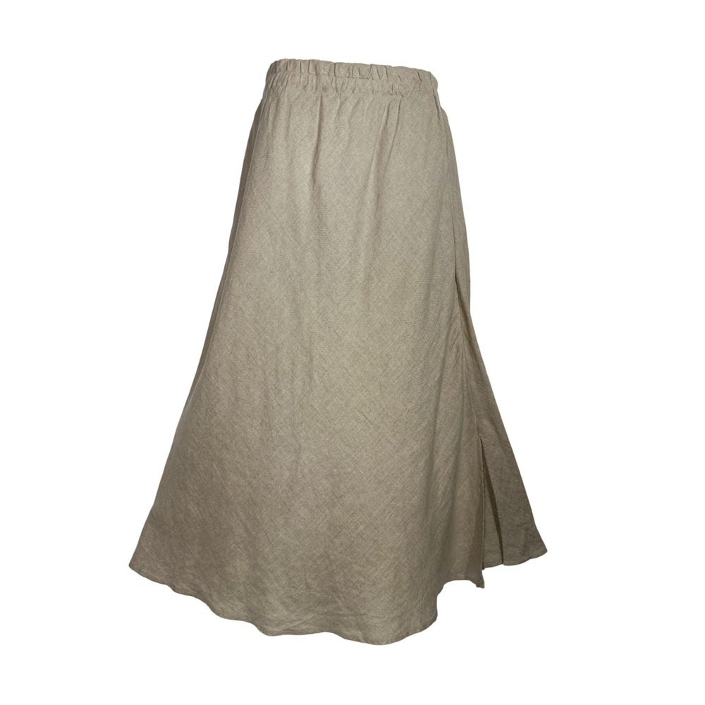 100% Linen Beige Midi Skirt by The Shanty Corporation, Check Measurements
